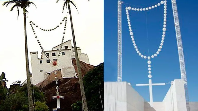 Cópia ou inspiração? Terço erguido em Portugal lembra decoração do Convento da Penha e gera polêmica