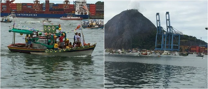 Procissão Marítima colore a Baía de Vitória com as cores verde e amarela