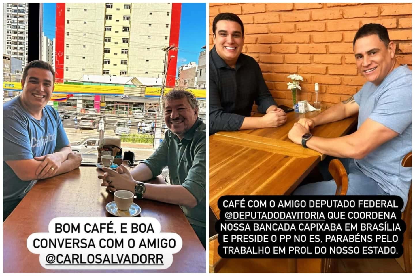 Erick Musso com Carlos Salvador e com Da Vitória: união