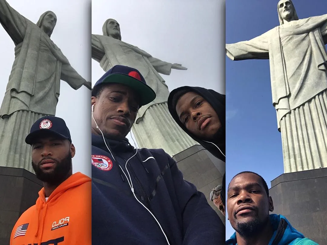 Sem jogar nesta terça no basquete, Dream Team dos EUA visita Cristo Redentor