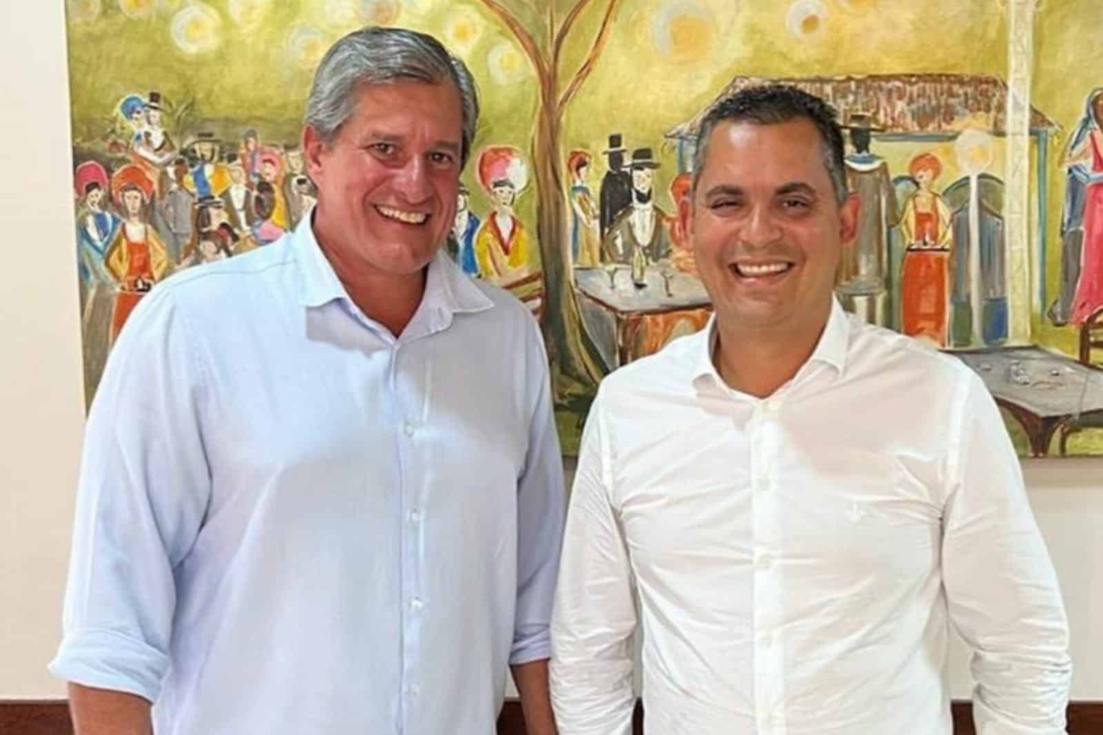 Coronel Ramalho e o presidente do Podemos, deputado Gilson Daniel