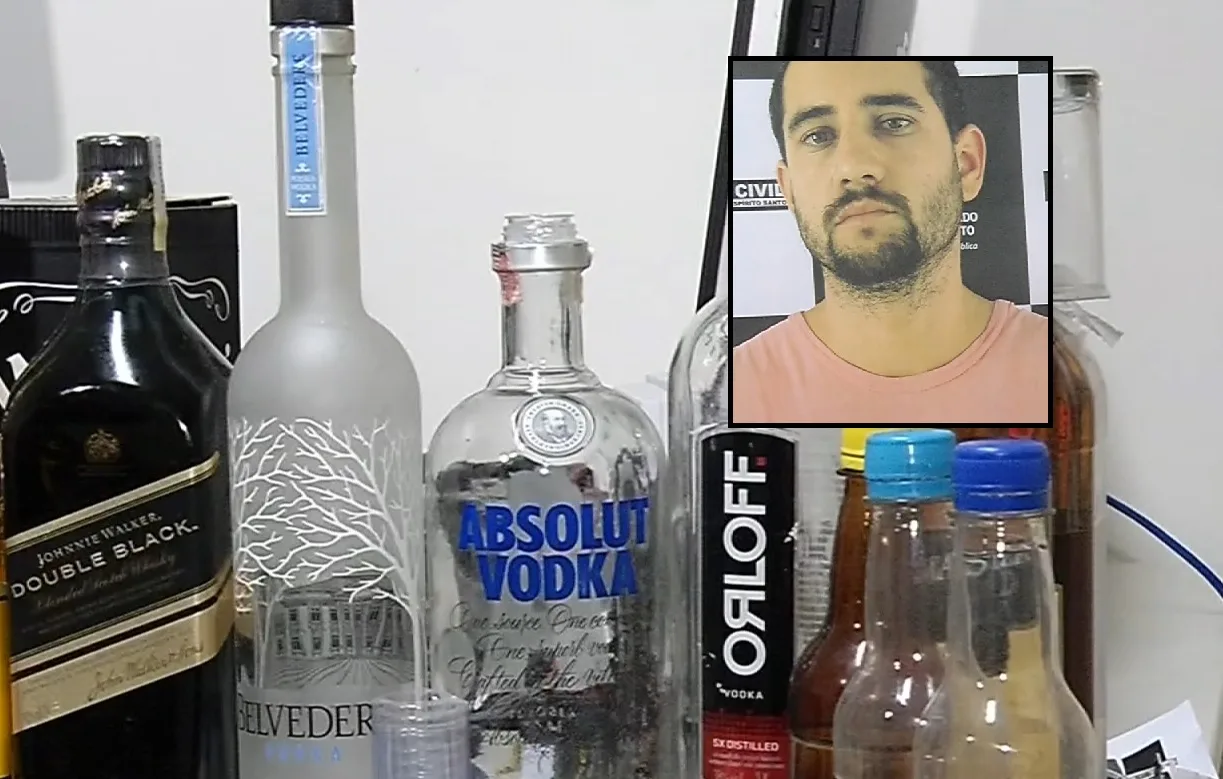 Preso suspeito de falsificar bebidas alcoólicas em laboratório clandestino em Viana