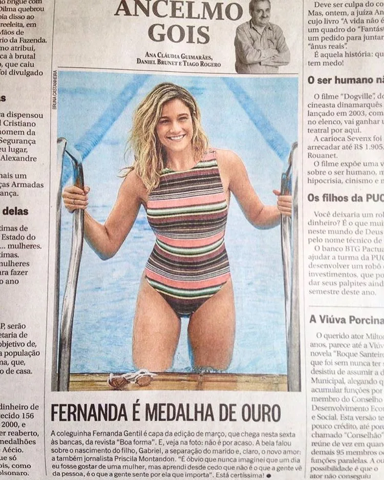 Fernanda Gentil impressiona pelo corpão ao aparecer apenas de maiô