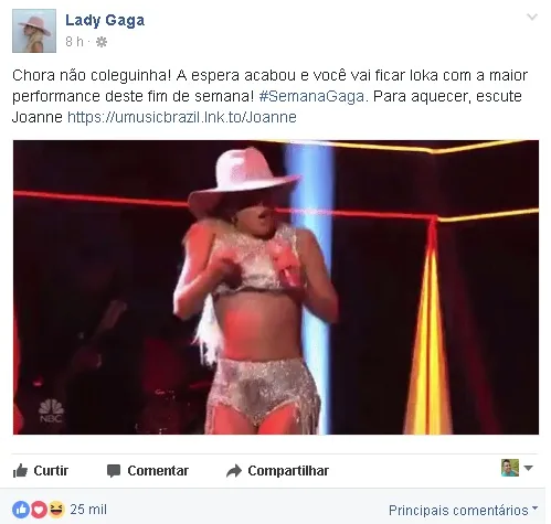 Lady Gaga cita música de Simone e Simaria em postagem e elas comemoram