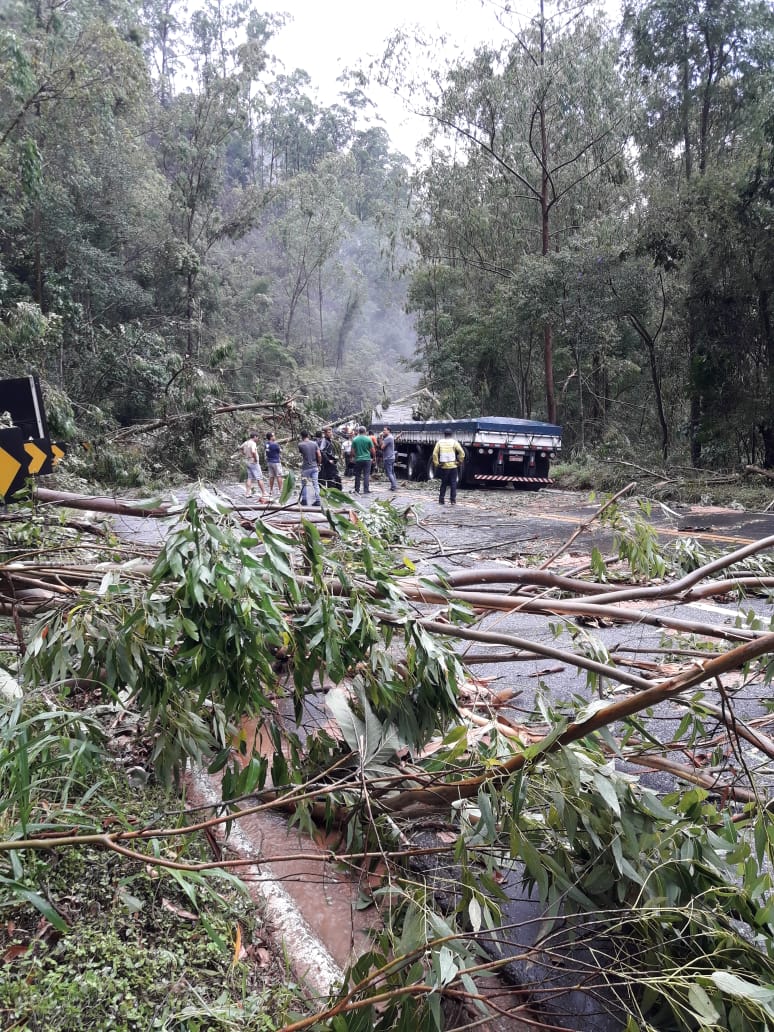 Chuva forte interrompe tráfego em Domingos Martins