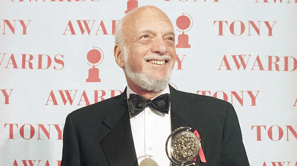 Mandatory Credit: Photo by Richard Drew/AP/Shutterstock (6529474b) Hal Prince, Harold Prince Harold Prince holds his Tony award at Broadway’s Minskoff Theater in New York, . Prince won the best director in a musical for “Show Boat,” the lavish production of the landmark Jerome Kern-Oscar Hammerstein II musical Tonys Hal Prince, New York, USA