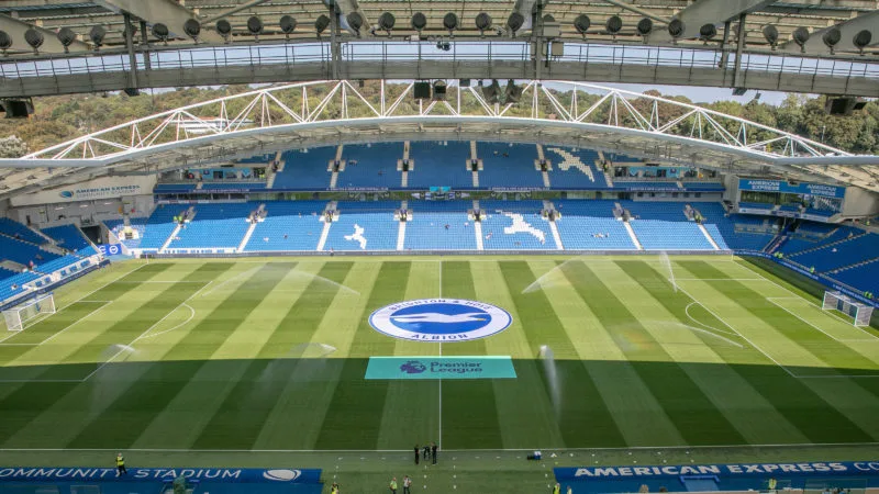 Match action during the Premier League match between Brighton and Hove Albion and Aston Villa at the American Express Community Stadium on the 18th January 2020.