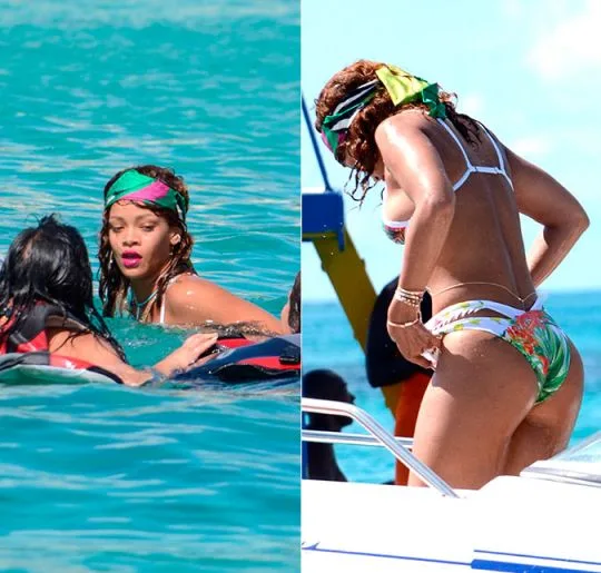 Rihanna curte férias em mar paradisíaco com Lewis Hamilton