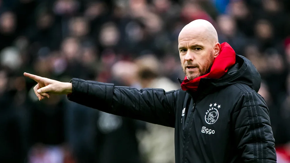 Ajax’s Dutch coach Erik ten Hag gestures during a training session on January 26, 2019, in Amsterdam, on the eve of the “De Klassieker” Eredivisie football match between Feyenoord Rotterdam and Ajax Amsterdam. (Photo by Remko de Waal / ANP / AFP) / Netherlands OUT