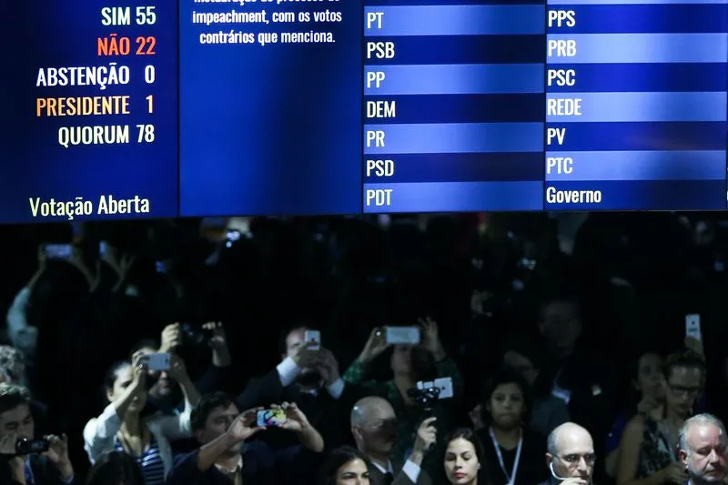 Brasília – Por 55 votos a favor e 22 contra, Senado abre processo de impeachment da Presidenta Dilma Rousseff (Marcelo Camargo/Agência Brasil)