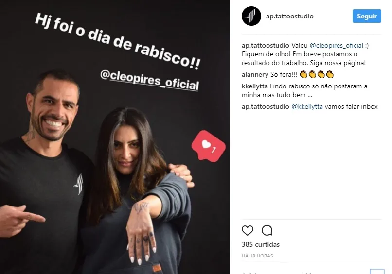 Cleo Pires aumenta sua coleção de tattoos com novas tatuagens na mão e no pulso