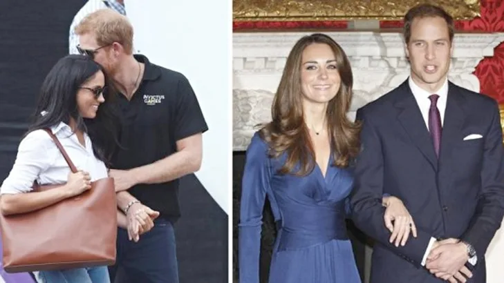 Harry pode beijar Meghan em público mas William não pode nem dar a mão a Kate