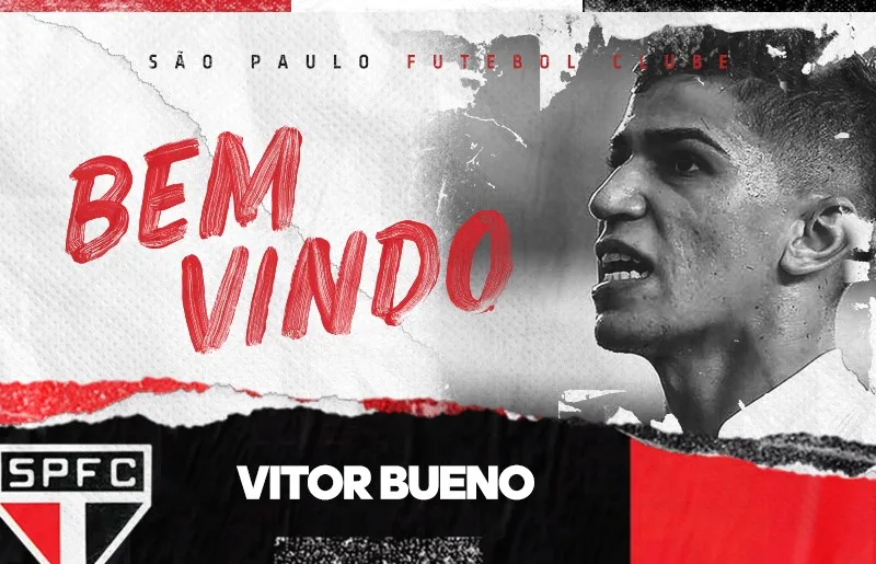 São Paulo anuncia a contratação do meia-atacante Vitor Bueno, ex-Santos