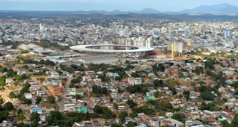 Foto aérea do Estádio Estadual Kléber Andrade. Cariacica-ES