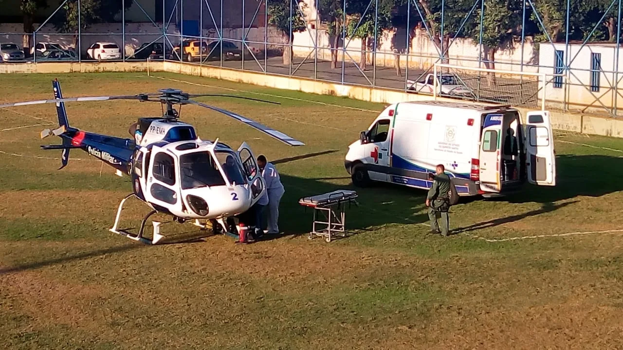 Menina ferida em acidente no noroeste do ES é transferida de helicóptero para Vitória