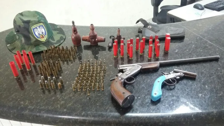 Polícia Ambiental apreende armas e redes no Norte do Estado