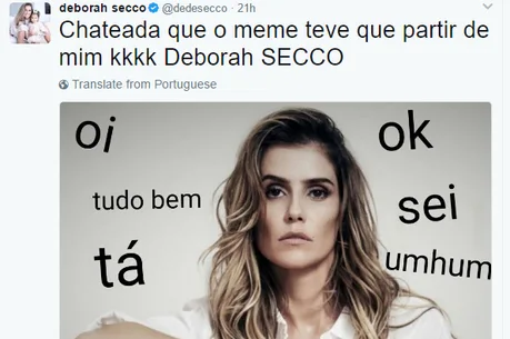 Deborah Secco vira meme e faz piada com a brincadeira