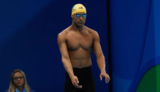 Rio de Janeiro – João Gomes disputa final dos 100m nado peito nos Jogos Olímpicos Rio 2016, no Estádio Aquático. (Fernando Frazão/Agência Brasil)