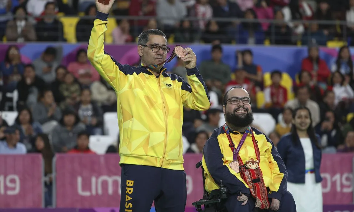 01/09/2019 – Jogos Parapanamericanos Lima 2019 – Bocha – Mateus Carvalho e Oscar Carvalho. (Crédito: Daniel Zappe/EXEMPLUS/CPB).