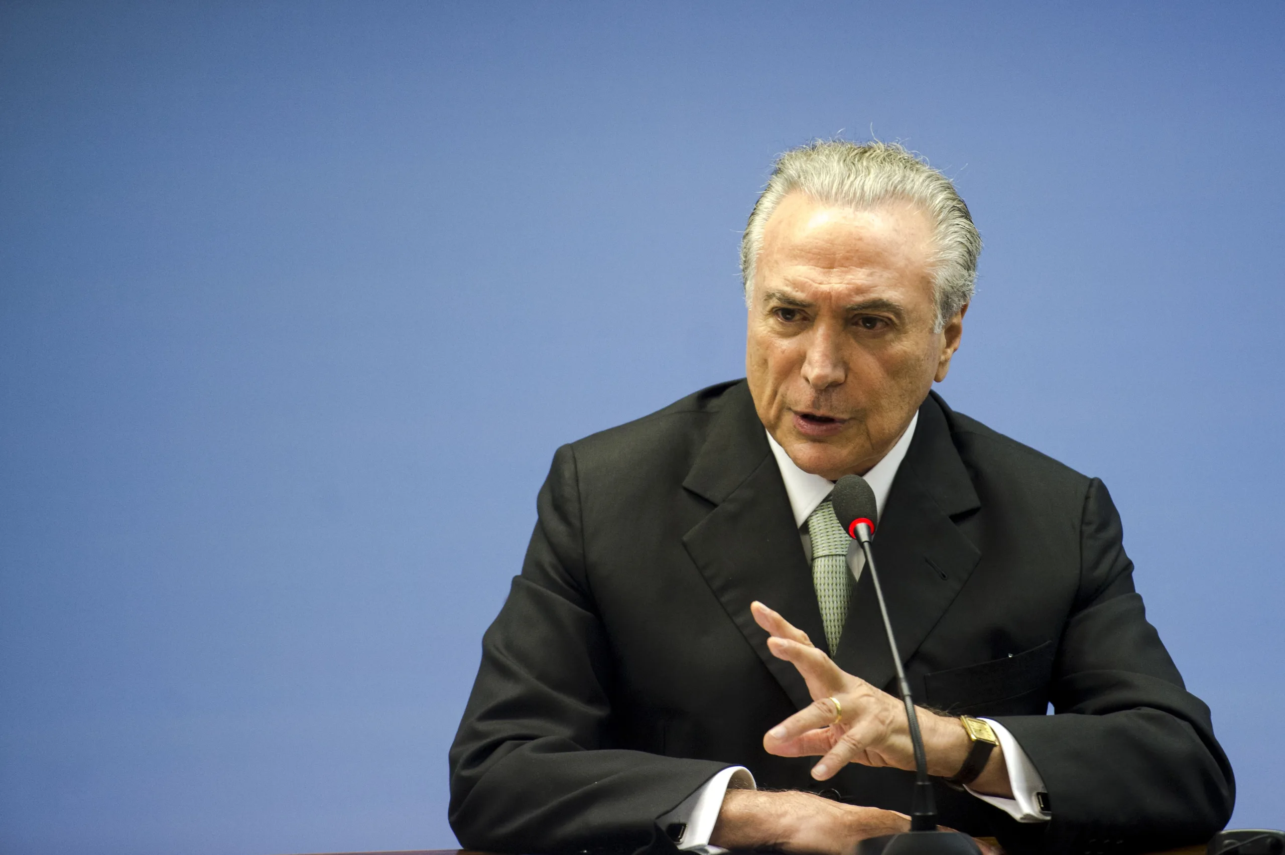 Brasília – O vice-presidente da República, Michel Temer, durante entrevista coletiva no Palácio Itamaraty (Marcelo Camargo/Agência Brasil)