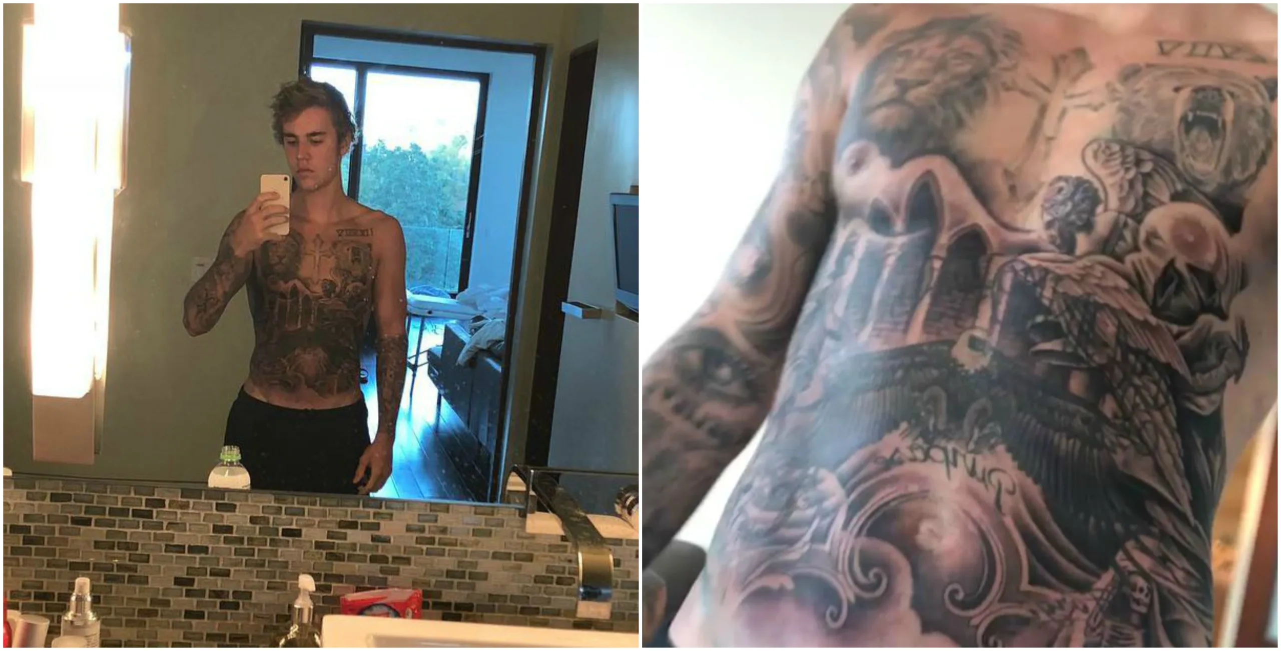 Justin Bieber choca fãs ao fechar a barriga com tatuagens