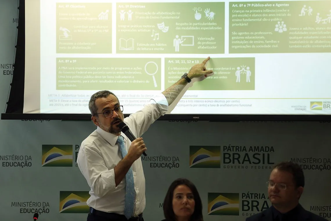 O ministro da Educação, Abraham Weintraub, fala sobre políticas para educação e Diretrizes para o MEC, durante café da manhã com jornalistas.