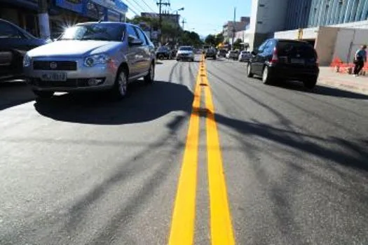 Sinalização Horizontal Recém pintada na Avenida Marechal Campos