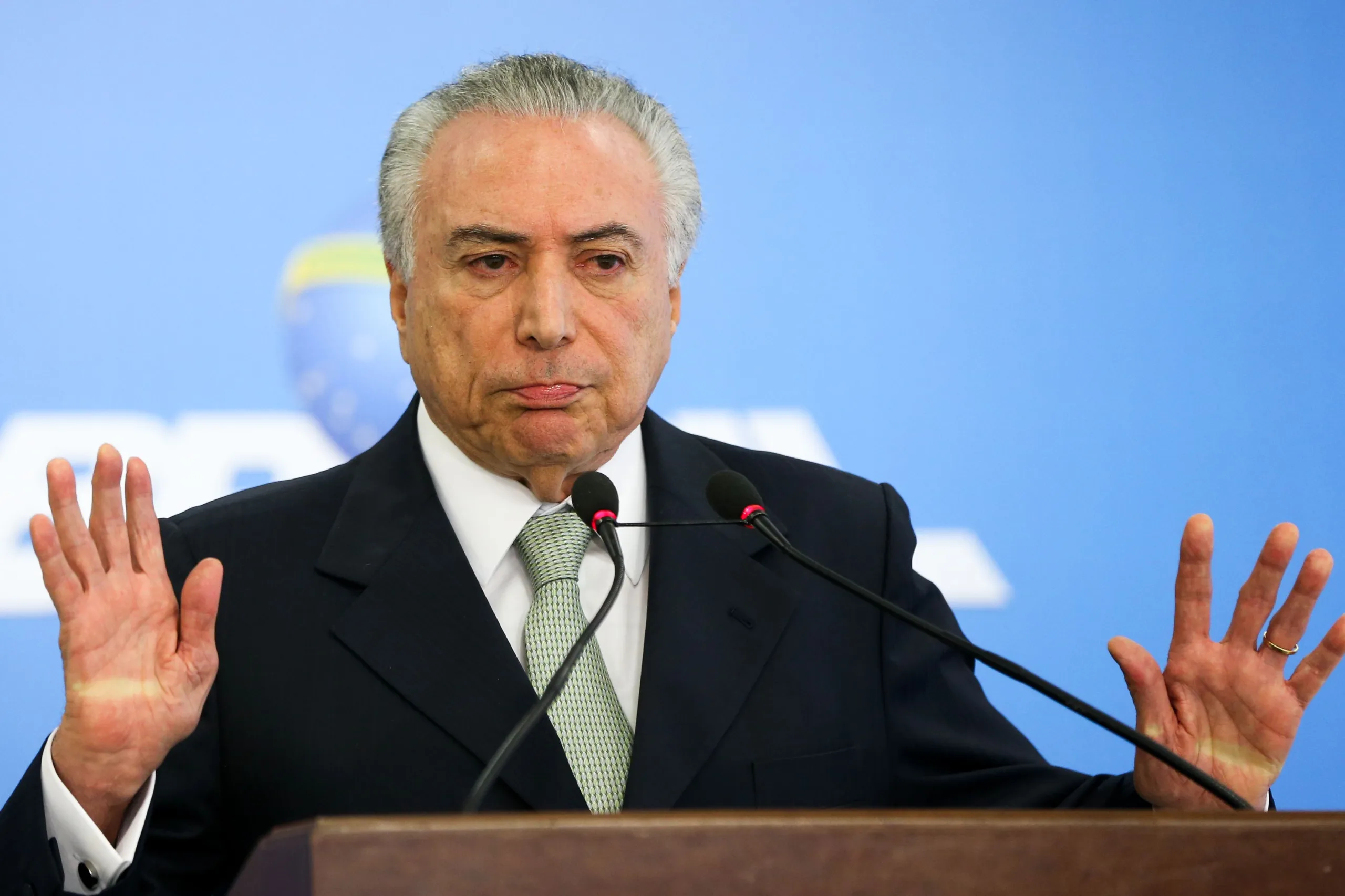 Brasília – O Presidente interino Michel Temer faz pronunciamento no Palácio do Planalto ( Marcelo Camargo/Agência Brasil)