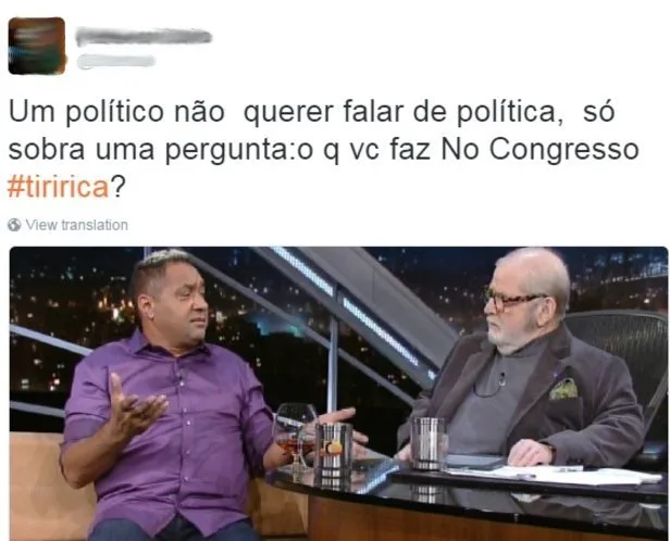 Tiririca evita falar de política no "Programa do Jô" e é criticado na web