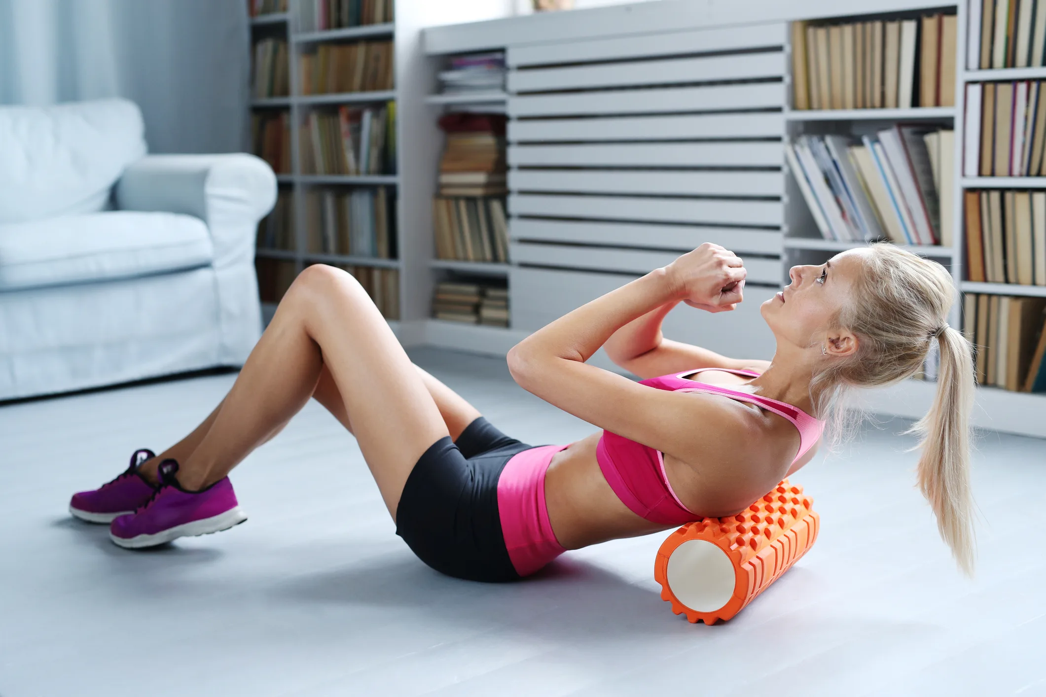 Workout. Woman exercise at home