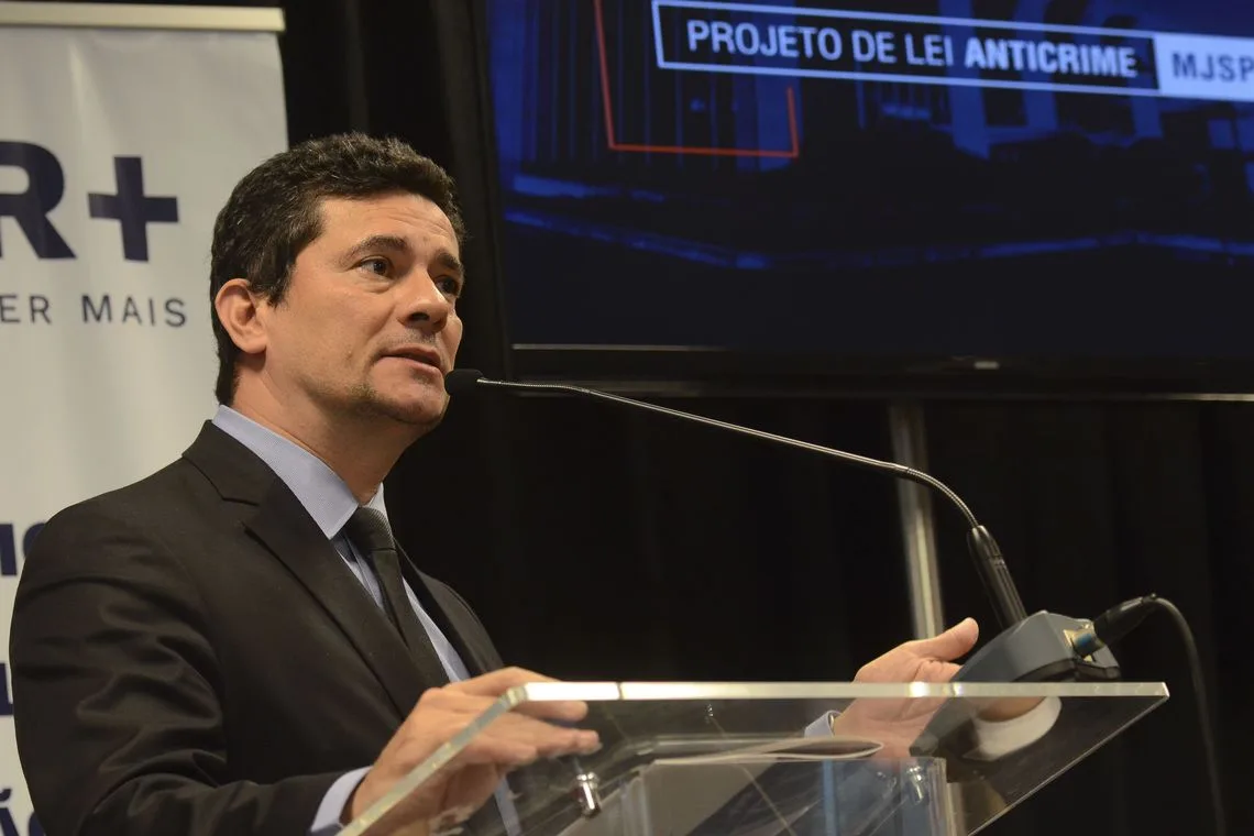 O ministro da Justiça e Segurança Pública, Sergio Moro, participa do painel O Brasil Quer Mais: o combate à corrupção como instrumento para recuperação da credibilidade, em São Paulo.