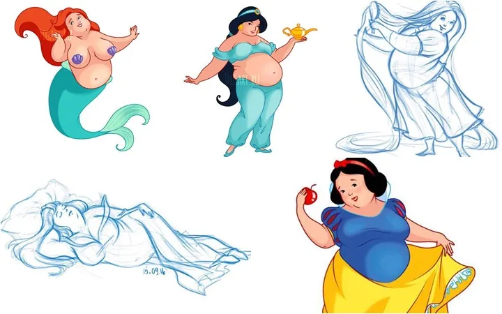 Princesas da Disney viram modelos plus size em série de artista