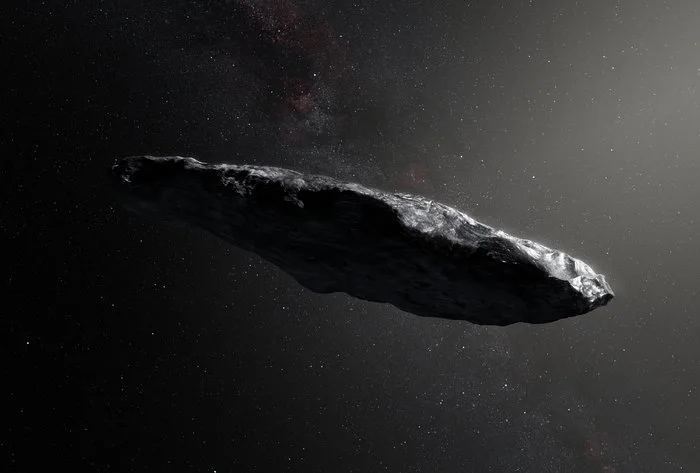 This artist’s impression shows the first interstellar asteroid, `Oumuamua. Observations from ESO’s Very Large Telescope in Chile and other observatories around the world show that this unique object was travelling through space for millions of years before its chance encounter with our star system. It seems to be a dark red highly-elongated metallic or rocky […]