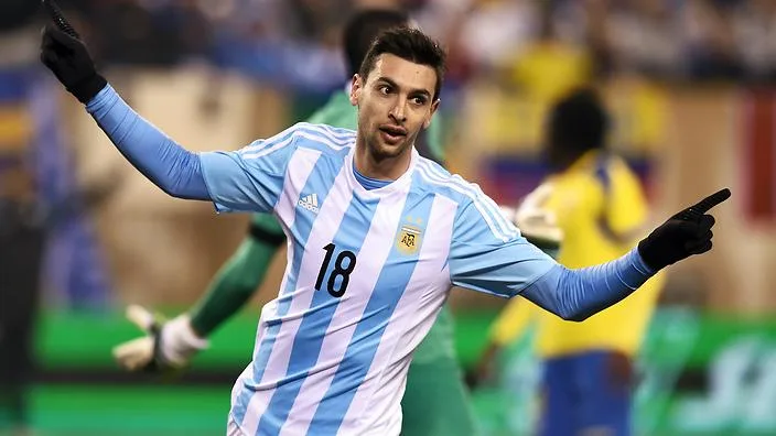 Argentina’s forward Javier Pastore celebrates after scoring a goal against Ecuador during an international friendly match at MetLife Stadium in East Rutherford, New Jersey, on March 31, 2015. AFP PHOTO/JEWEL SAMAD (Photo credit should read JEWEL SAMAD/AFP/Getty Images)