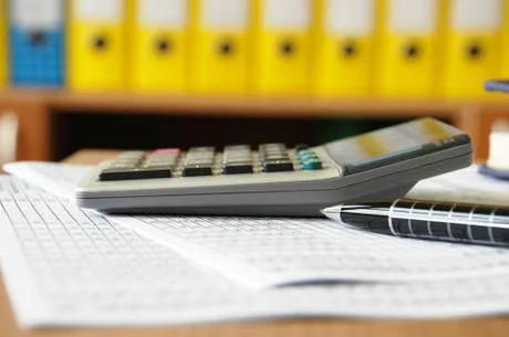 Calculator on office desk