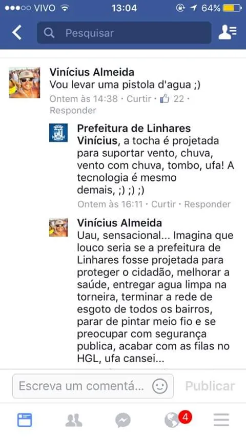 Tocha Olímpica no Estado causa discussão entre prefeituras no Facebook