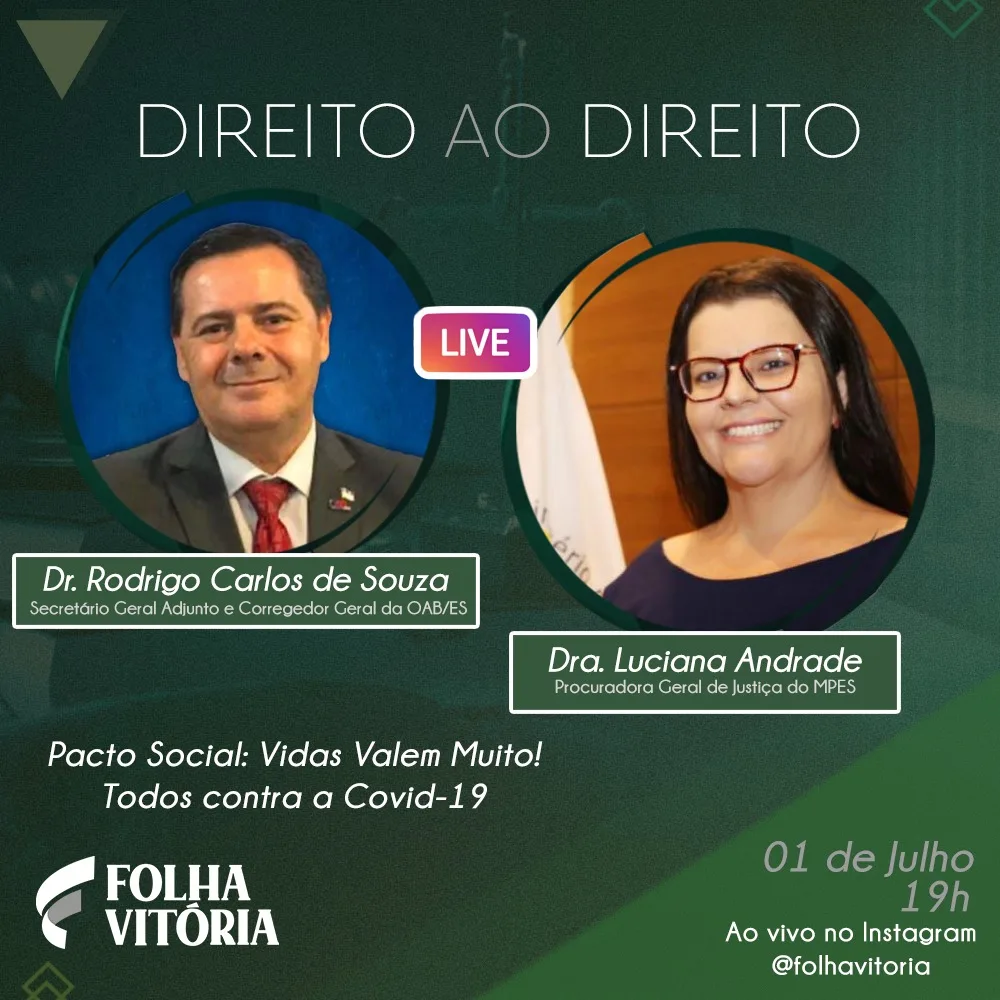 Lives do Folha desta quarta têm conversa sobre atuação do MPES, mercado automotivo e gestão de empresas