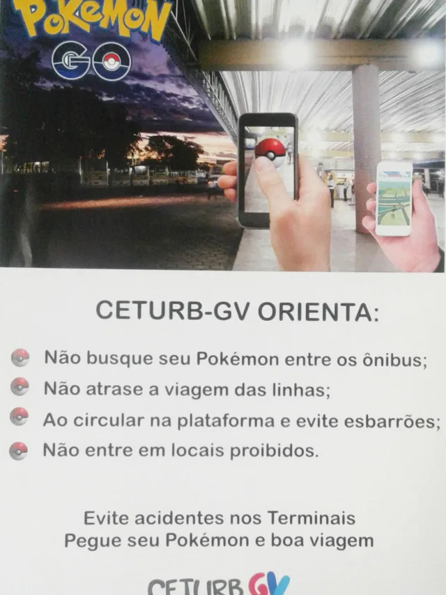 Ceturb inicia campanha educativa para evitar acidentes nos terminais durante 'caça' a Pokémons