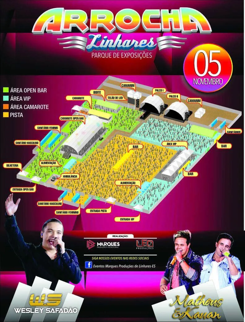 Divulgado o mapa do Arrocha Linhares 2016. Confira!