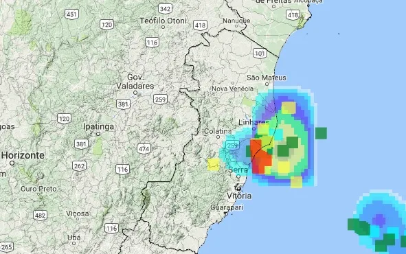 Espírito Santo registra alta incidência de raios nas últimas 24 horas