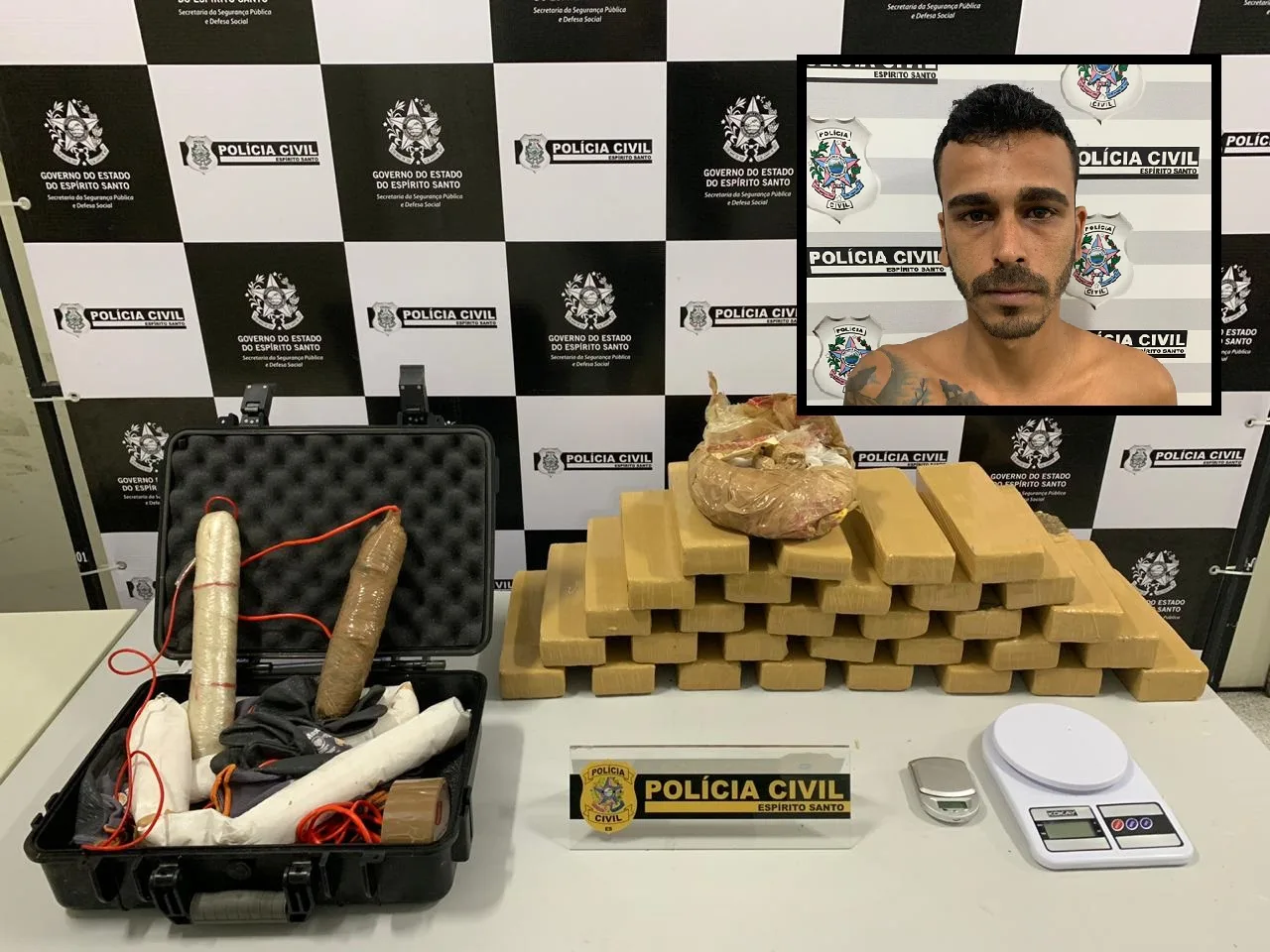 Suspeito de participar de quadrilha de assaltos a banco é preso com explosivos e 30kg de maconha em casa