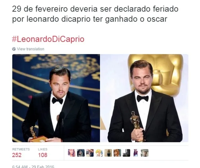 Comentários de Glória Pires e vitória de DiCaprio no Oscar viram memes