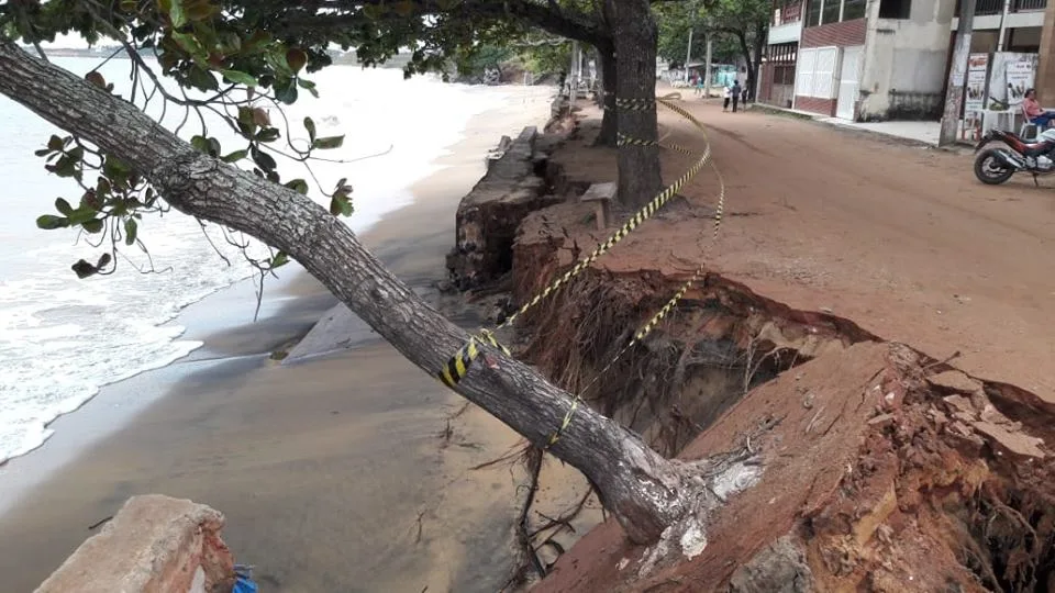 Árvores ameaçam cair na orla de Meaípe, em Guarapari