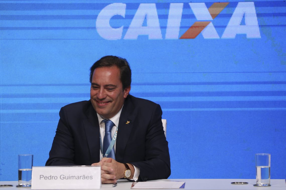 O novo presidente da Caixa Econômica Federal, Pedro Guimarães, durante a cerimônia de transmissão do cargo