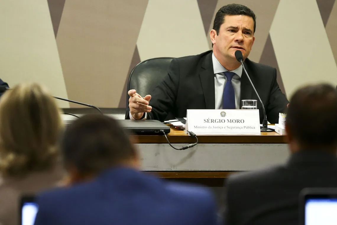 O ministro da Justiça e Segurança Pública, Sergio Moro, participa de audiência pública na Comissão de Constituição e Justiça do Senado.