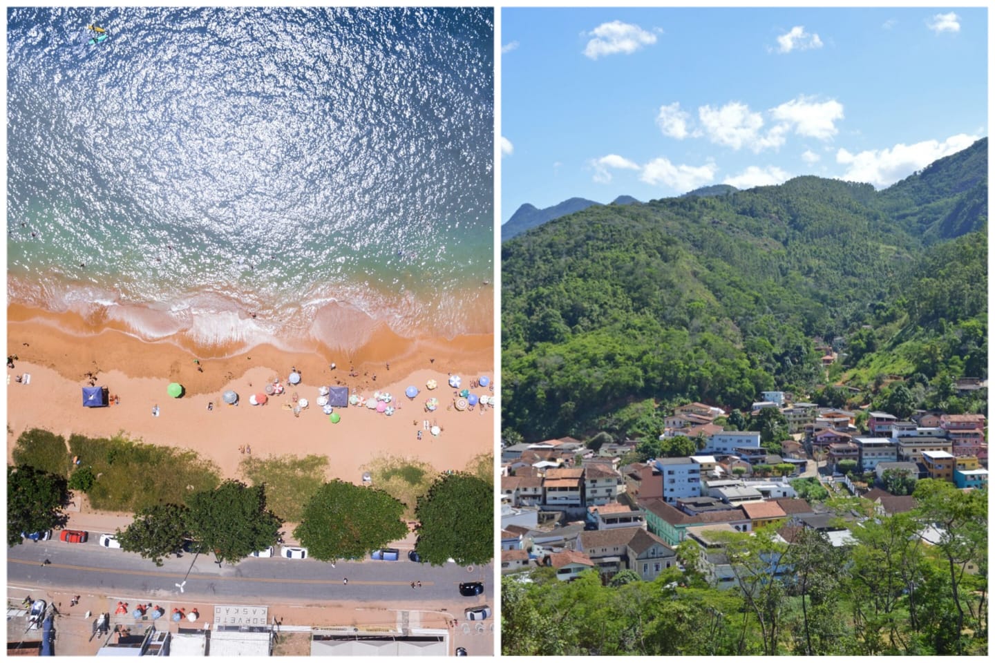 Barra do Sahy, em Aracruz, e vista panorâmica de Santa Leopoldina / crédito: portais das prefeituras