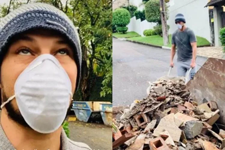 Sem contrato, ator José Loreto trabalha como ajudante de pedreiro em obra e dispara: 'Amo aprender um novo ofício'