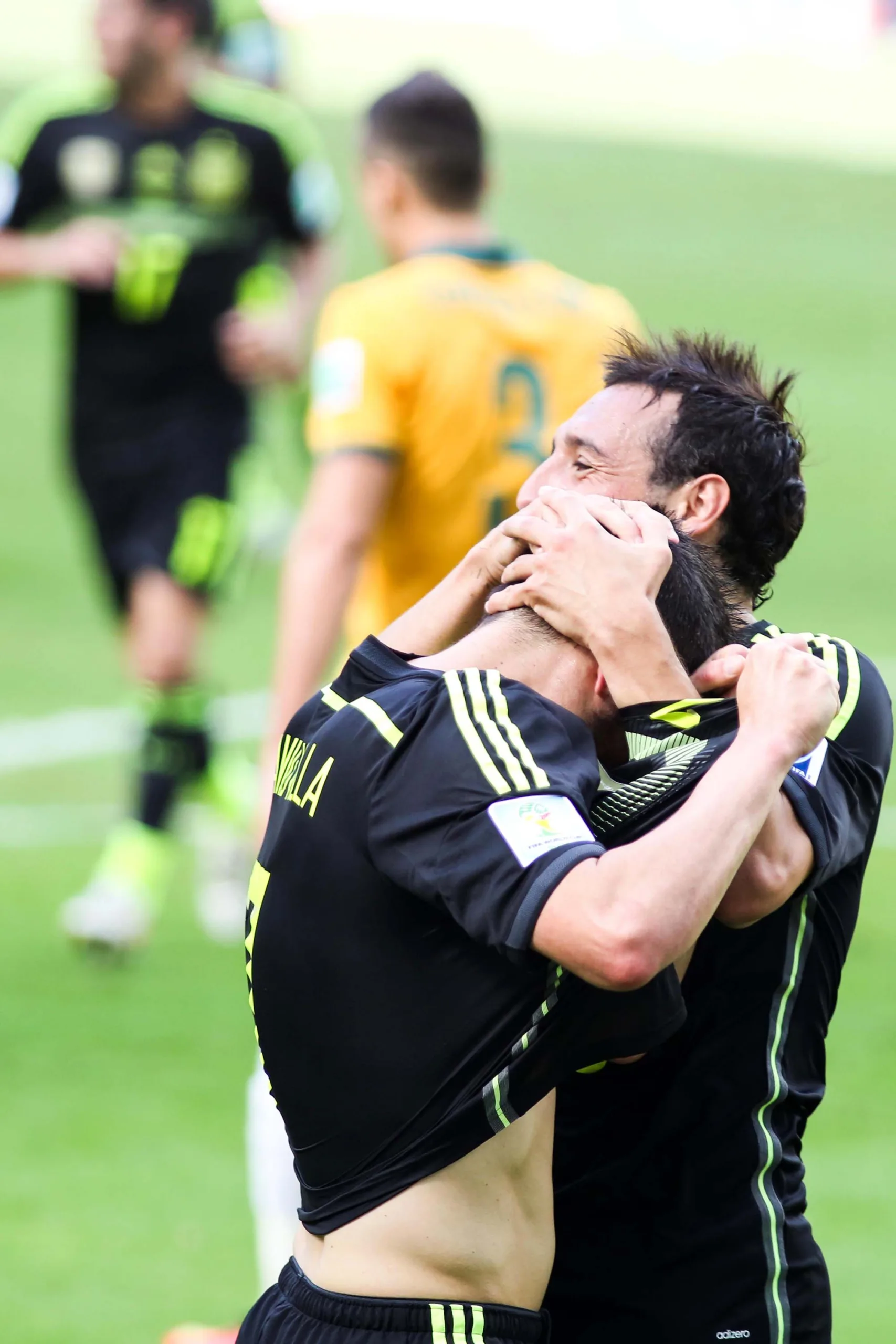 PR – COPA/AUSTRÁLIA E ESPANHA – ESPORTES – O jogador David Villa da Espanha comemora gol durante partida entre Austrália e Espanha, válida pelo Grupo B da Copa do Mundo 2014, no estádio Arena da Baixada, em Curitiba, PR, na tarde desta segunda-feira (23). 23/06/2014 – Foto: JOKA MADRUGA/FUTURA PRESS/FUTURA PRESS/ESTADÃO CONTEÚDO