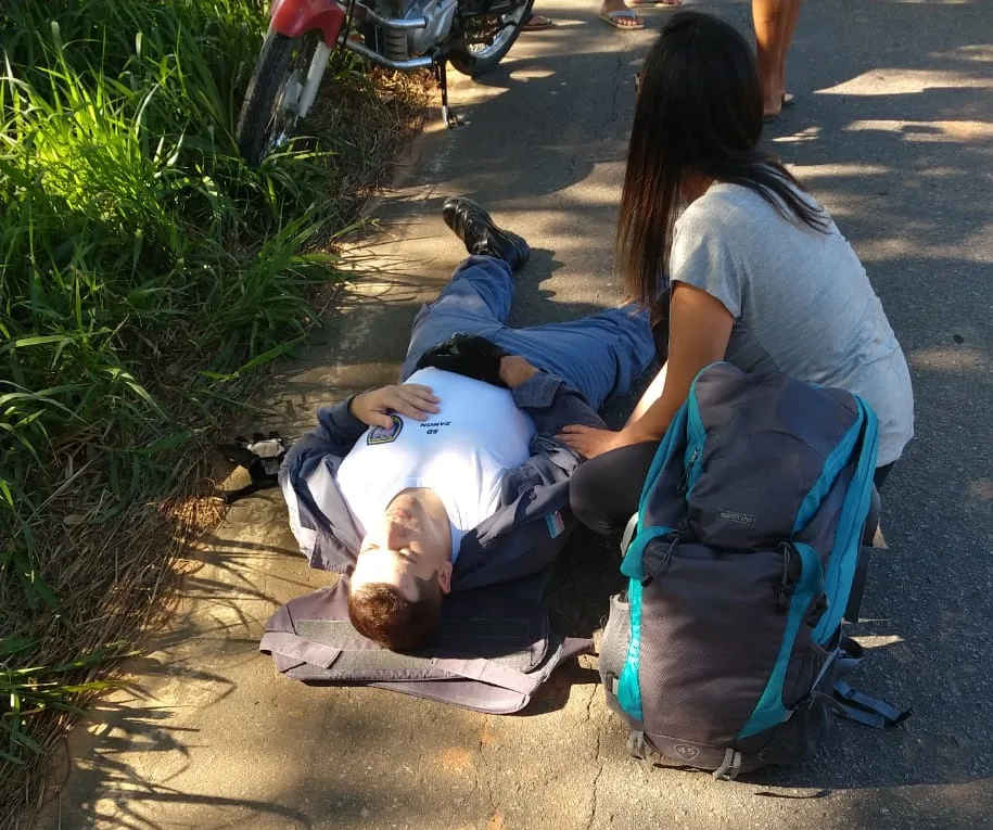 Policial militar fica ferido após colisão de motos em São José do Calçado