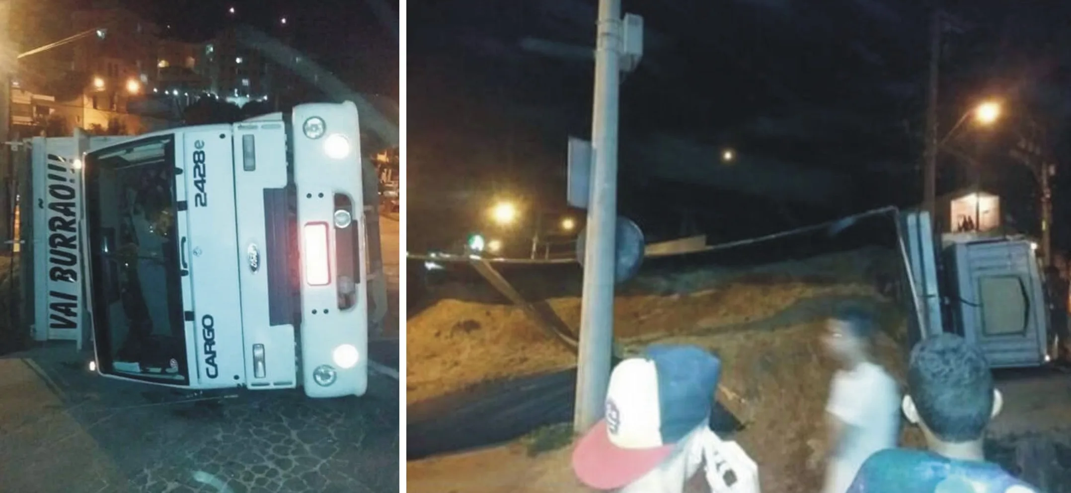 Caminhão carregado de areia tomba na Linha Vermelha, em Cachoeiro